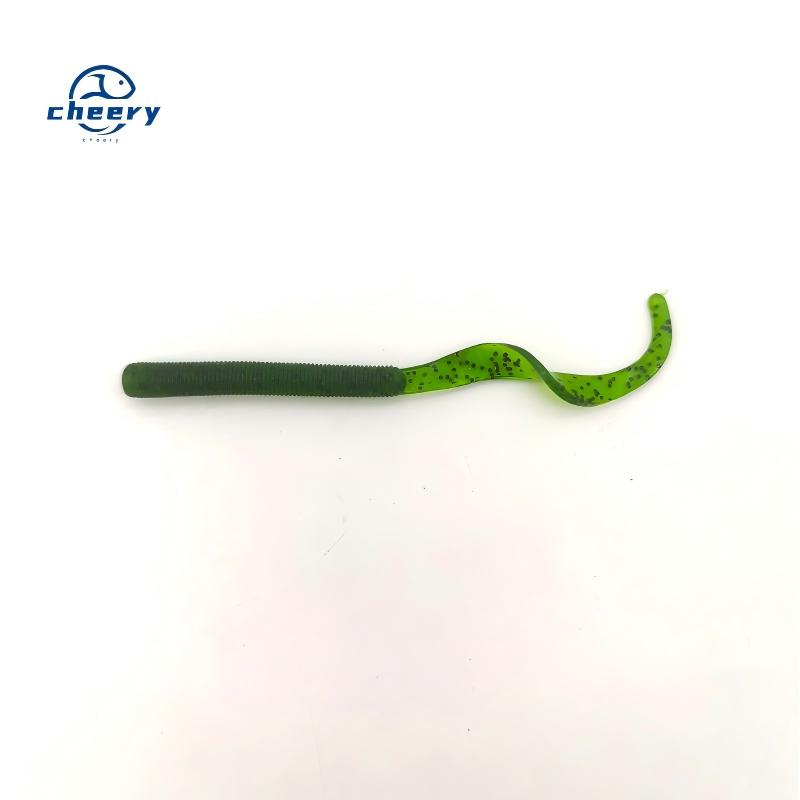 CHEERY Threaded Coiled-Tail Lure 88mm/2.64g Single-Tail Worm Bait  Snapper Mandarin Black Carp Bass Fishing Gear · Original source photograph · specifications to confirm