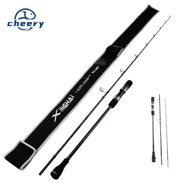 CHEERY 1.83m 1.91m MH Powerful Solid Carbon One and a Half Three Sections Spinning Casting Slow Jigging Fishing Rod Saltwater