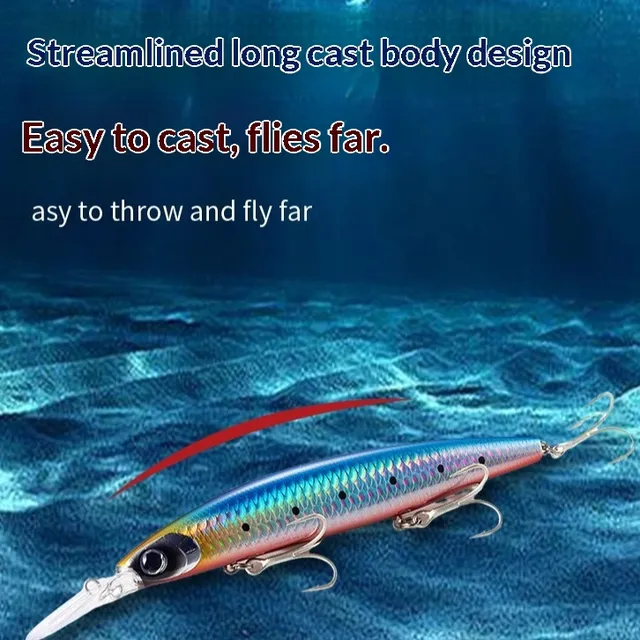 24g/30g ABS Printed Lure Bait Sinking Minnow Fishing Lure Long-Cast 3 Hooks UV Coating Laser Hot-Stamping Fake Fish Bait