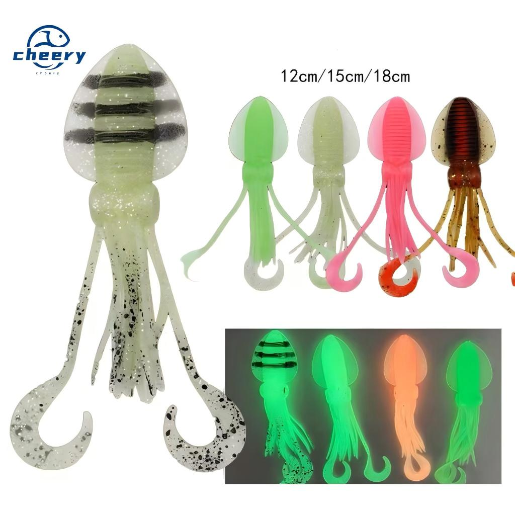 CHEERY 12cm 15cm 18cm PVC Luminous Hoochies Squids Tuna Bait Lure Sea Fishing Biological River Lake Fishing Lure YY088 · Original source photograph · specifications to confirm