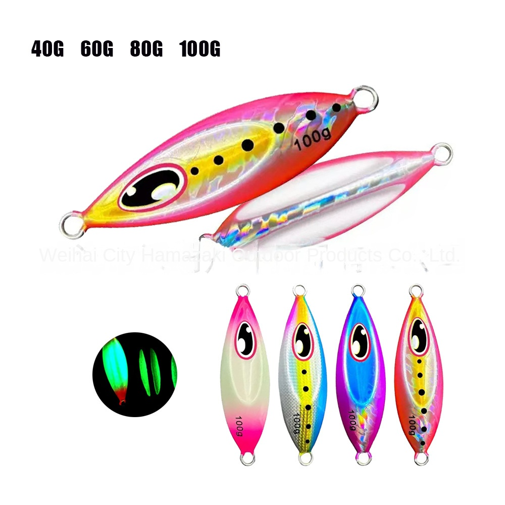 Slow-Sinking Biomimetic Water Drop Iron Plate 40g-100g Slow-Rolling Lure UV Glow Cod Grouper Boat Fishing Artificial Fishing · Original source photograph · specifications to confirm