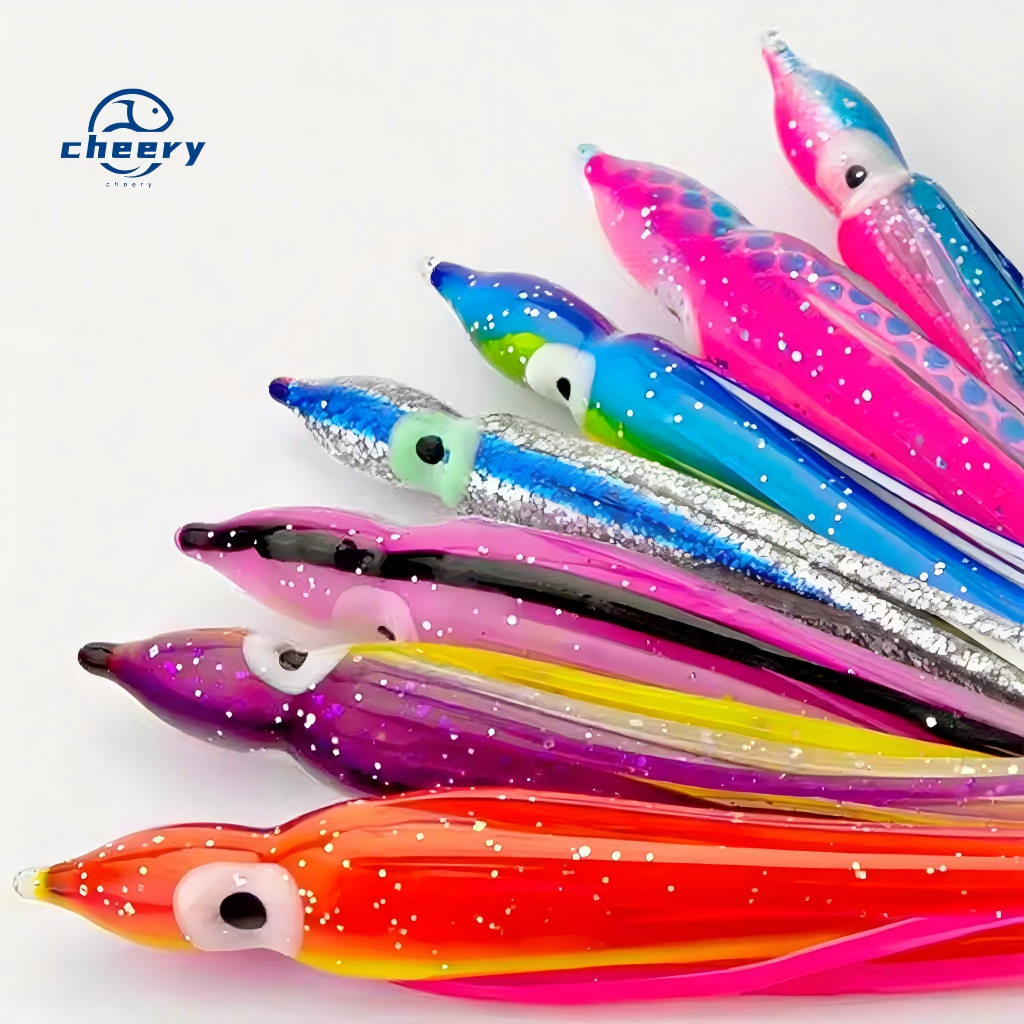 CHEERY Artificial Soft Bait Trolling Fishing Lure with Octopus Skirts and Luminous Squids PVC Bait Marlin&Pike-Midwater/Topwater · Original source photograph · specifications to confirm