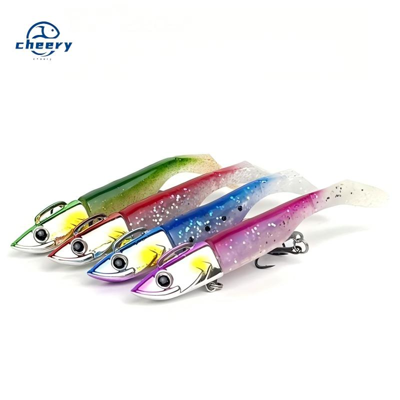 CHEERY Arrival Luminous Jig Head Soft T Tail Bass Fishing Lure 30g-43g Saltwater Jigging Rubber Artificial Lead Marlin Pike Carp · Original source photograph · specifications to confirm