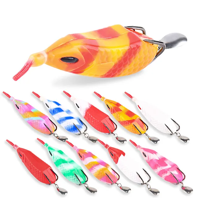 11.5cm/16g Thunder Frog Lure Soft Lure Bionic Floating Rubber Sequin Frog for Trout Sea Bass Fishing