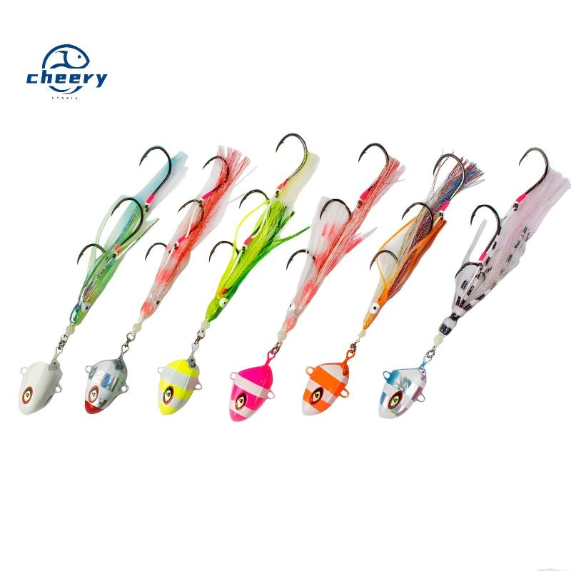 CHEERY J18+HK025 Pike Saltwater Fishing Metal Jigging Lure Inchiku Hard Metal Jig Bait Squid Skirt No Hooks · Original source photograph · specifications to confirm