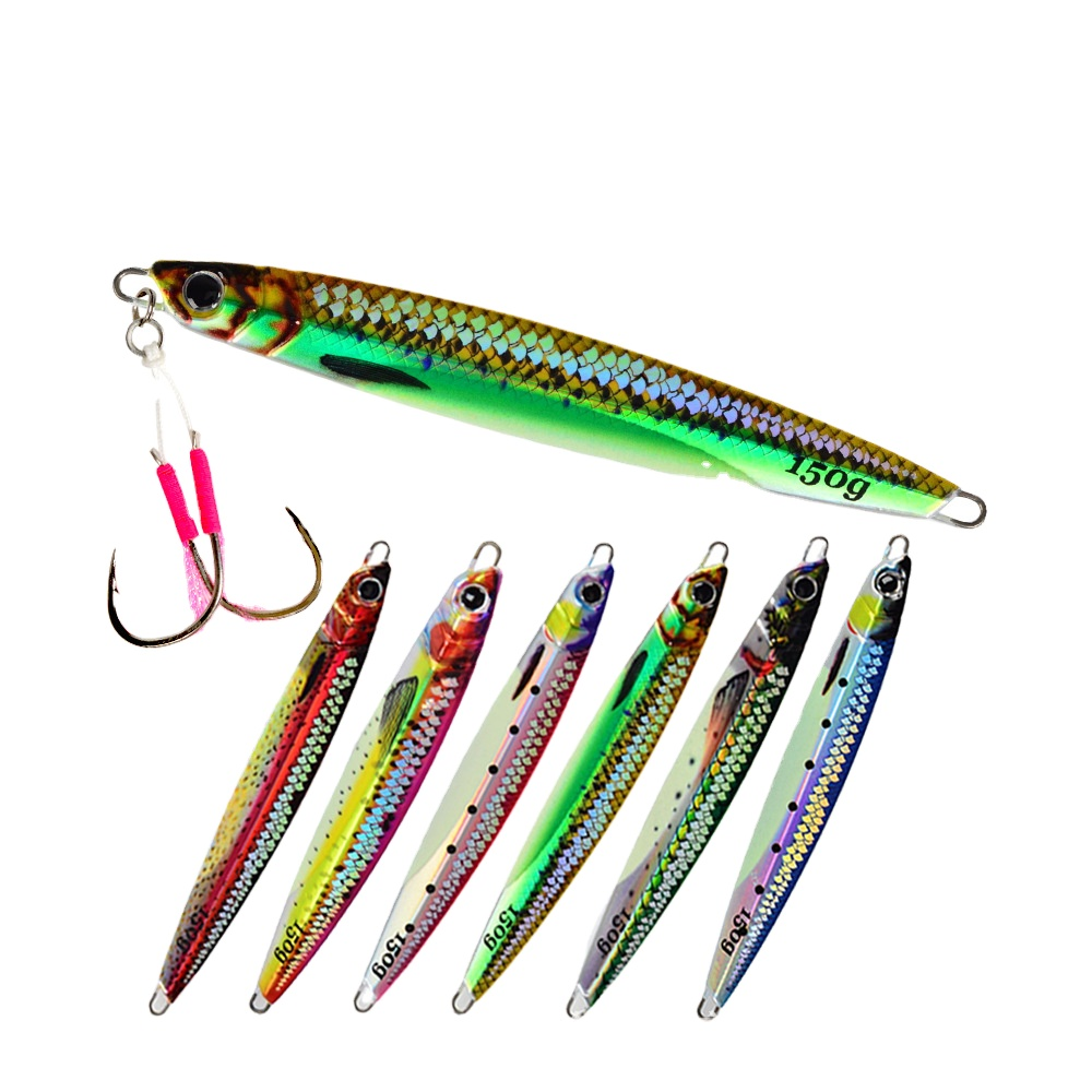 3D Printed Luminous Slow Jig Metal Spoon Fish Scale Style 80g-150g Fast-Pull Mackerel Slow-Jigging Iron Plate Bait Wholesale · Original source photograph · specifications to confirm