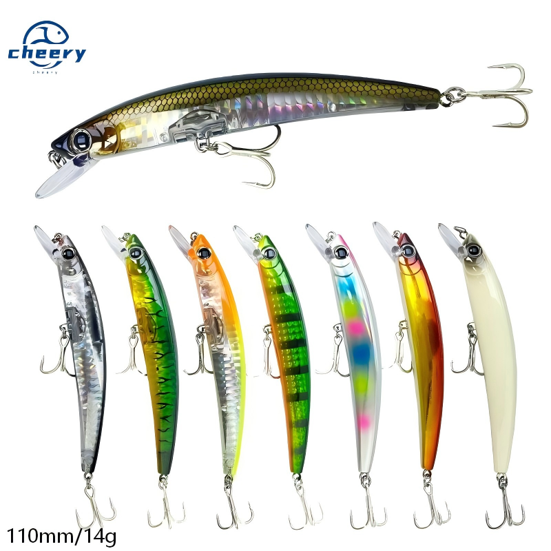 Cheery Lure 11cm/14g Floating Minnow Artificial Hard Bait Stainless Steel With Hooks Sea Fishing Long Distance Throwing Bionic · Original source photograph · specifications to confirm