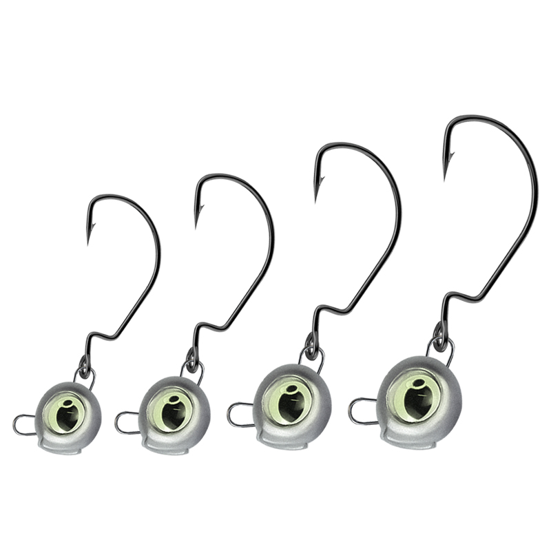 Cheery Night Glow Fishing Jig Hooks 3.5g 10g Luminous 3D Eye Obstacle-Jumping Lead Durable Crappie Heads Hook for Saltwater Fish · Original source photograph · specifications to confirm