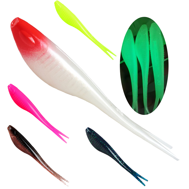 120mm 10g High Elastic TPR Fork Tail Soft Lure, Bite Resistant Floating Dual Color TPR Bait · Original source photograph · specifications to confirm