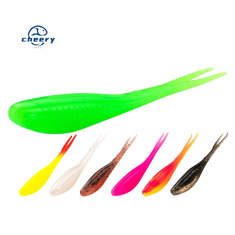 CHEERY 8cm 6pcs TPR Floating Soft Bait Plastic Carp Bottom Bait Root Lead Head Without Hooks Lake River Fishing Fork Tail · Original source photograph · specifications to confirm