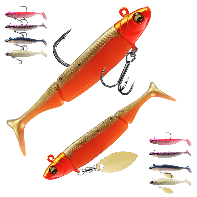 15g 20g Metal & Plastic Fishing Silicone Shad Bait Glitter Lead Head Jigging Black Minnow Swimbait Soft Lure for Lake · Original source photograph · specifications to confirm