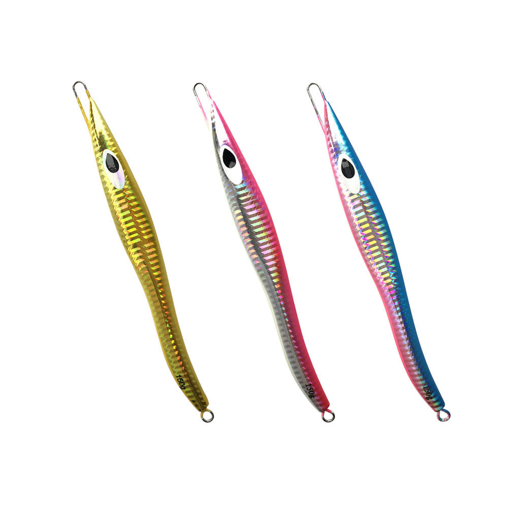 Serpentine S-Shaped Fast-Sinking Iron Plate Jig Lure Noctilucent Quick-Pull Long-Shape Sea Fishing Tuna Bait 200g 250g · Original source photograph · specifications to confirm