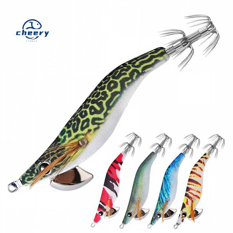 CHEERY Palmer 9cm 7g Luminous Squid Jig Lures Wood Shrimp Squid Fishing Lure Saltwater Fishing Bait Glow Squid Jig · Original source photograph · specifications to confirm