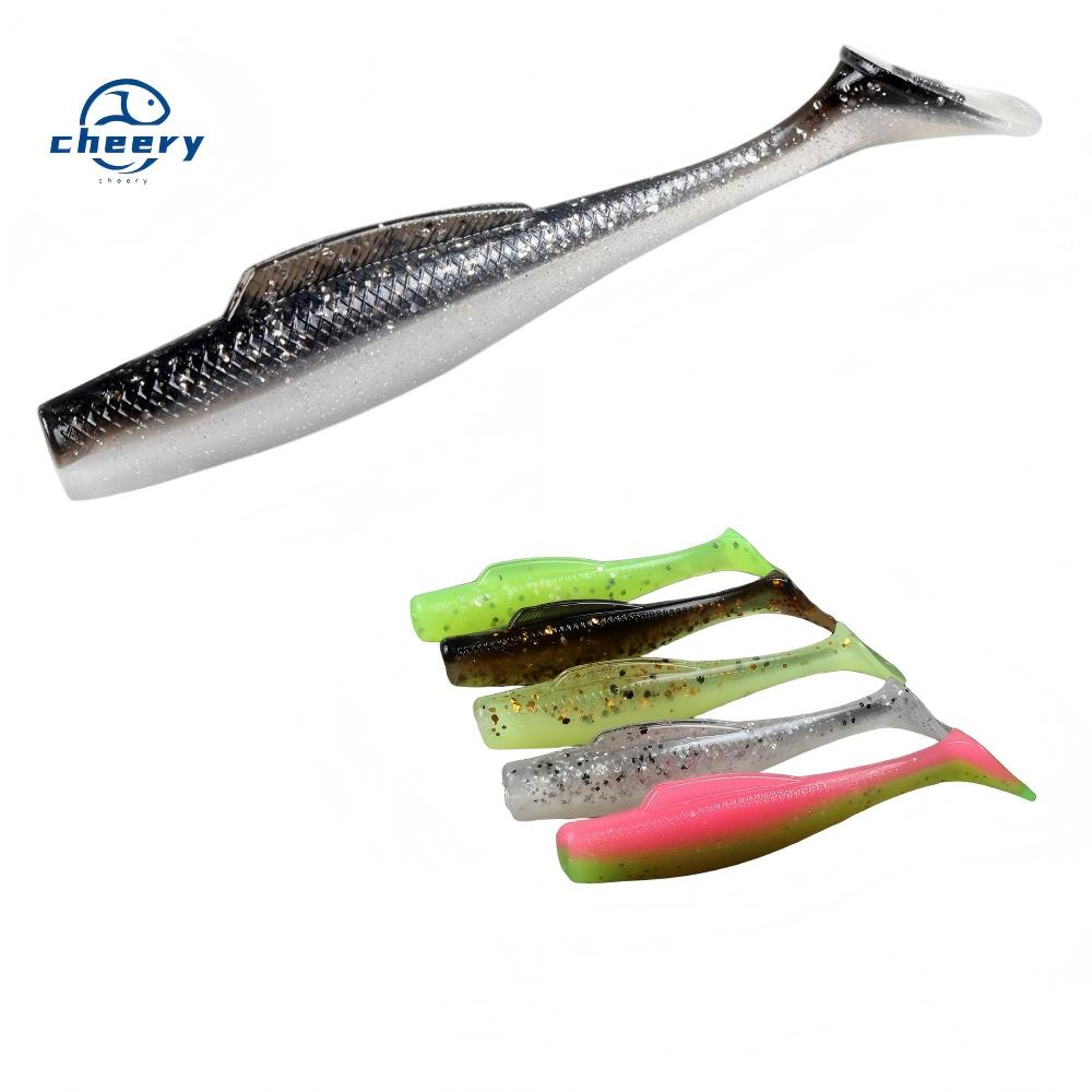CHEERY New Arrival 100mm 6.5g TPE Soft Paddle T Tail Fishing Ripple Shad Lure 5pcs/bag · Original source photograph · specifications to confirm