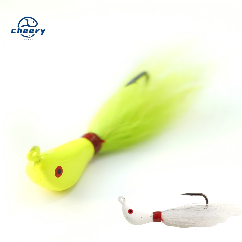 Cheery Hot Sale 10g 3/8oz Holographic Bucktail Jig Kit Blackfish Tog Bucktails Crab Lead Sinker Black Nickel Hook Fishing Lure · Original source photograph · specifications to confirm
