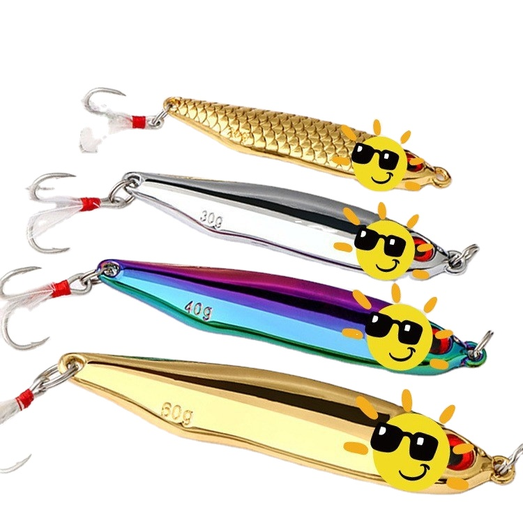 Special Remote Cast Commotion White Strip Falling Iron Plate Fake Bait Dragon Scale 80 5g Luya Fishing Gear Electroplating Hooks · Original source photograph · specifications to confirm