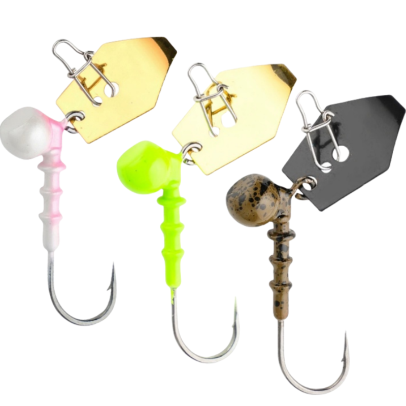 Cheery Steel Alloy 9g 45mm Jig Hooks with Spinner Barbed for Salmon Fishing-Saltwater & Freshwater Use · Original source photograph · specifications to confirm