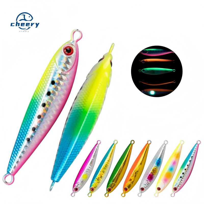 Cheery New Fishing Lures Metal Jigs 60g 80g 100g Slow Pitch Jigging Lure With Glow Zebra Lead Fish Metal Slow Jig · Original source photograph · specifications to confirm