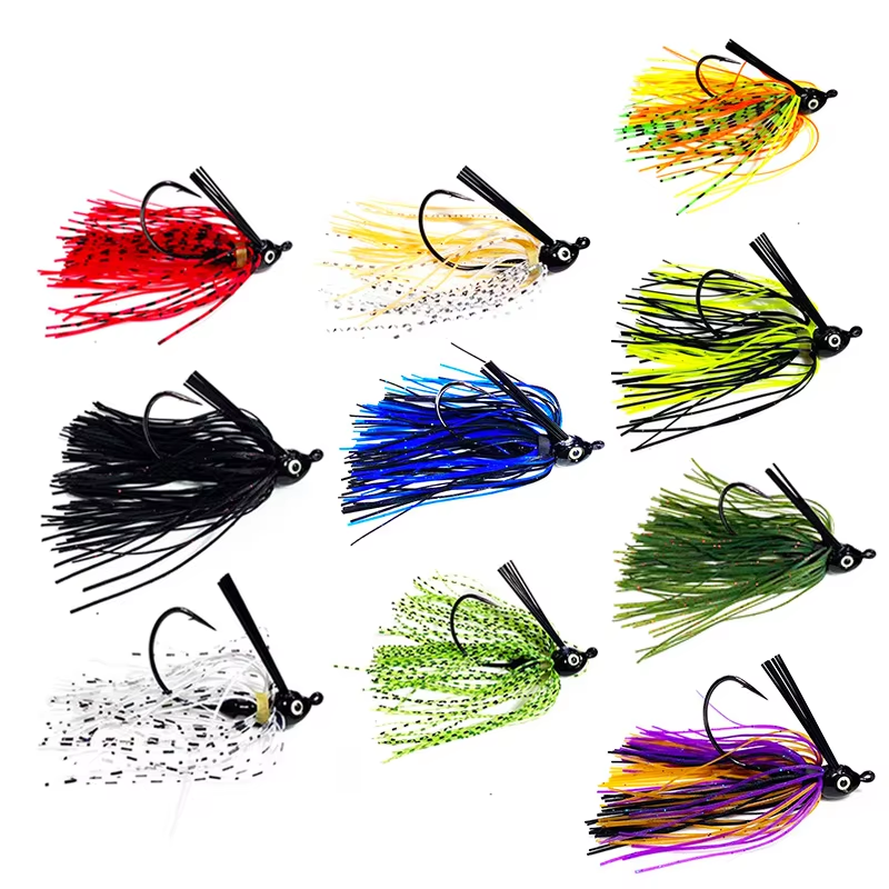 New 7g 10g 14g  Jig Head Skirt Beard Fishing Lures Fishing Jig Hook Spinner Anti-hanging Grass · Original source photograph · specifications to confirm