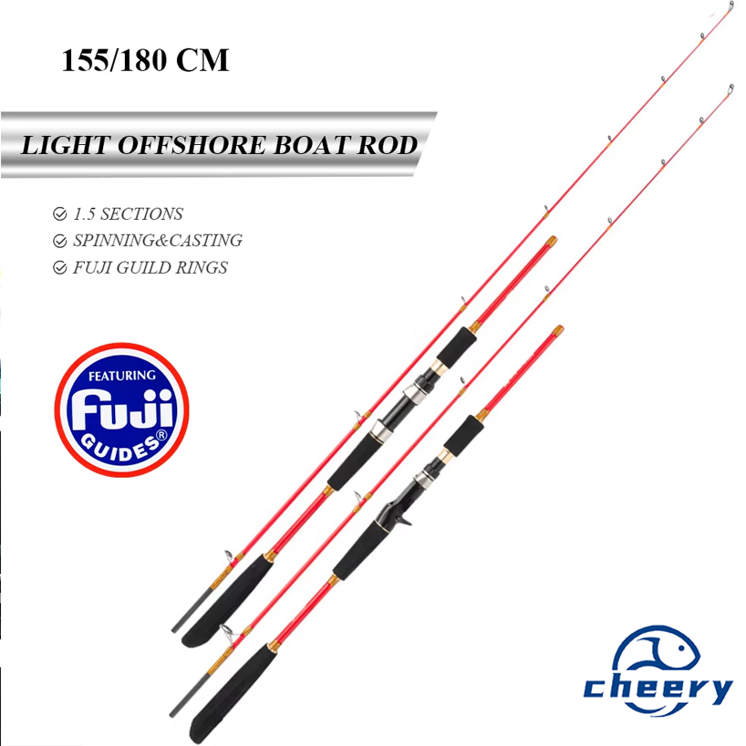 CHEERY Red FUJI Rings 1.55m 1.8m Light Fishing Boat Rod Offshore Fishing Raft Rods Bass Light Offshore Rod for Sea Fishing · Original source photograph · specifications to confirm