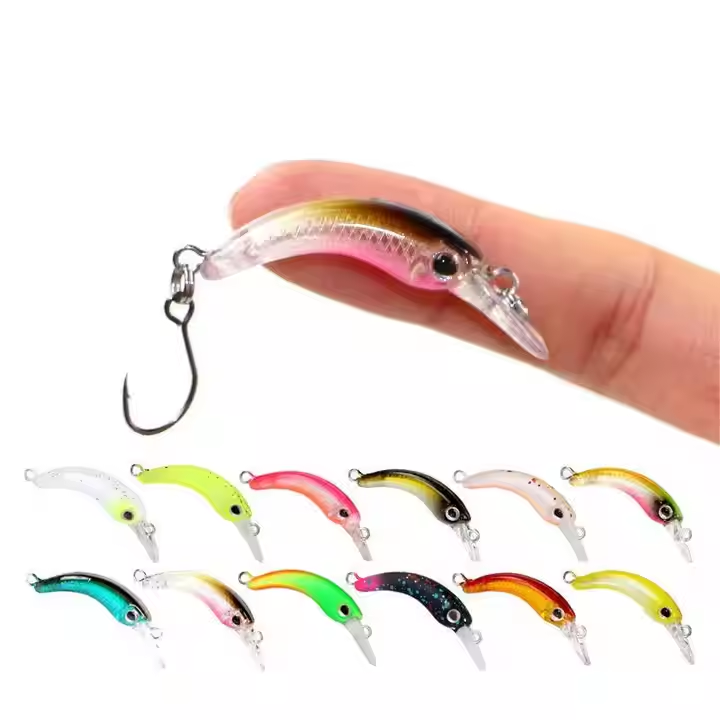 New 1.2g 4cm Mini Floating Minnow Fishing Lure Printed Hard Artificial Crankbait Wobbler for Trout Bass Rivers Lakes Streams · Original source photograph · specifications to confirm