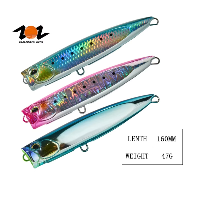 ZOZ New Design 160mm 47g Freshwater and Saltwater Fishing Lures Printed ABS Artificial Hard Bait Floating Bait Lure Popper · Original source photograph · specifications to confirm