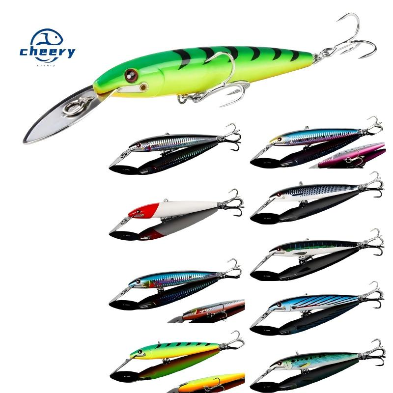 CHEERY New Arrival 130/185/225mm Steel Lip Wobbers Trolling Saltwater Artificial Sea Fishing Lures · Original source photograph · specifications to confirm
