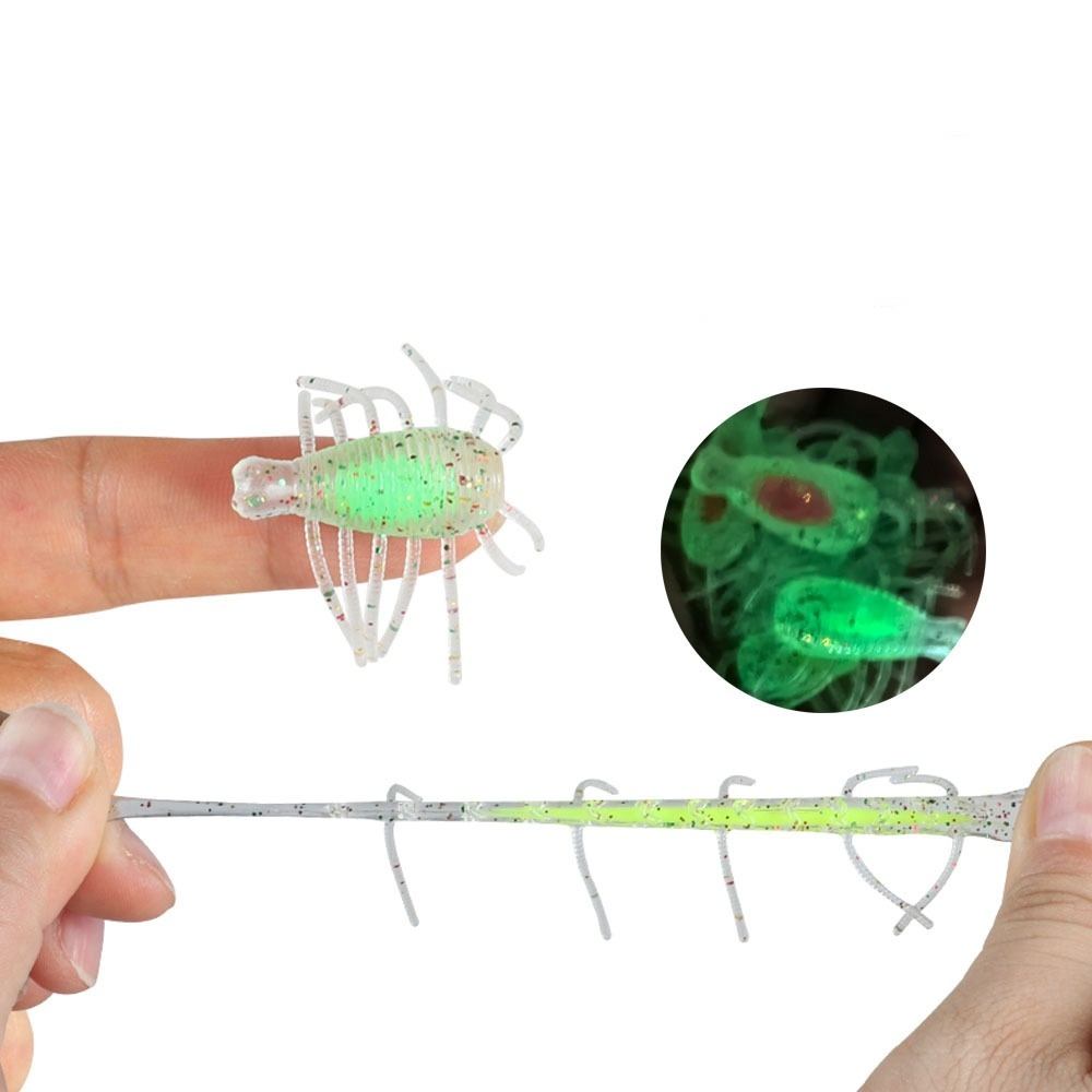 Cheery New TPR Noctilucent Bait 20pcs/box 2.7 cm Maggot Bionic Soft Bait Fishing Bug Bait Artificial Bionic Luminous Floating · Original source photograph · specifications to confirm