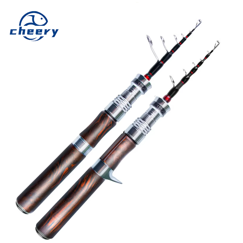 Portable Travel Carbon Fishing Rod with Solid Wood Handle Telescopic Design 1.5m-1.8m Size Range for Stream River Lake Use · Original source photograph · specifications to confirm