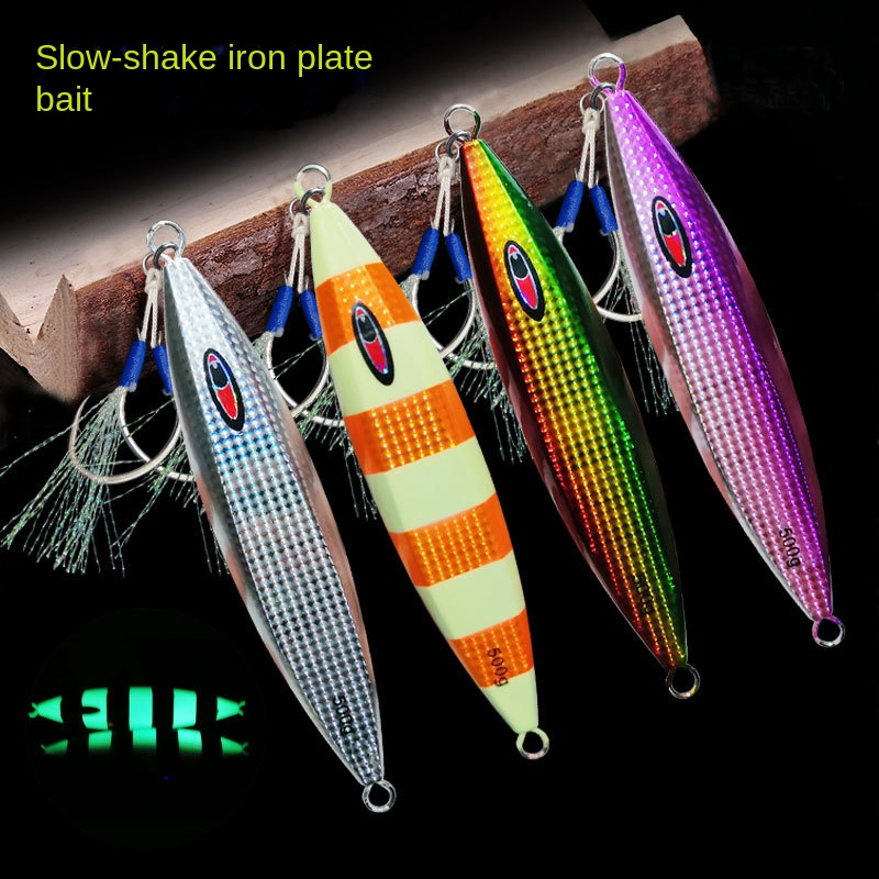 Bestseller Iron Plate Metal Jig Glow-in-the-Dark Laser Slow-Jigging Sea Fishing Bait for Grouper Spanish Mackerel Hooks · Original source photograph · specifications to confirm